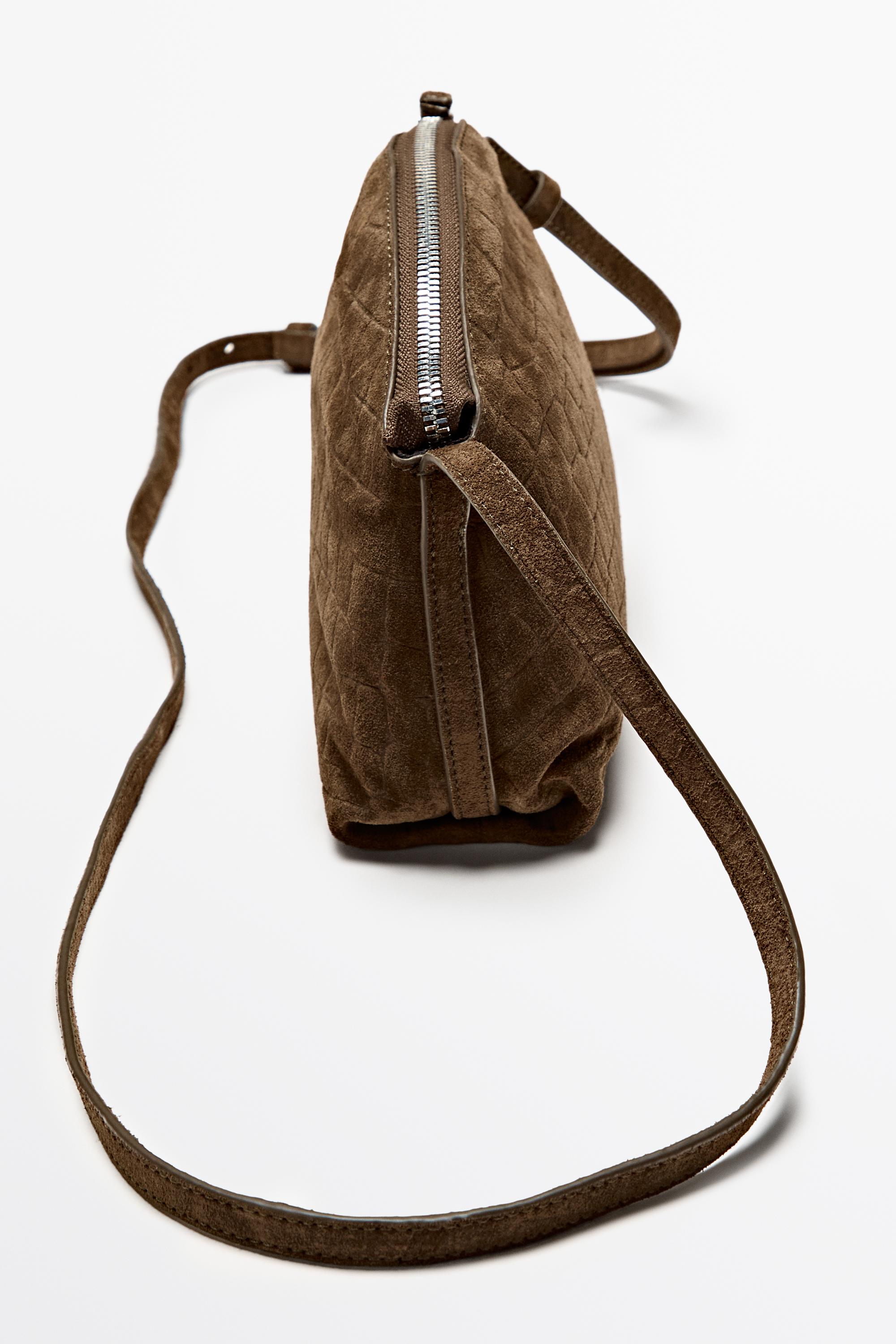 Split suede leather crossbody bag